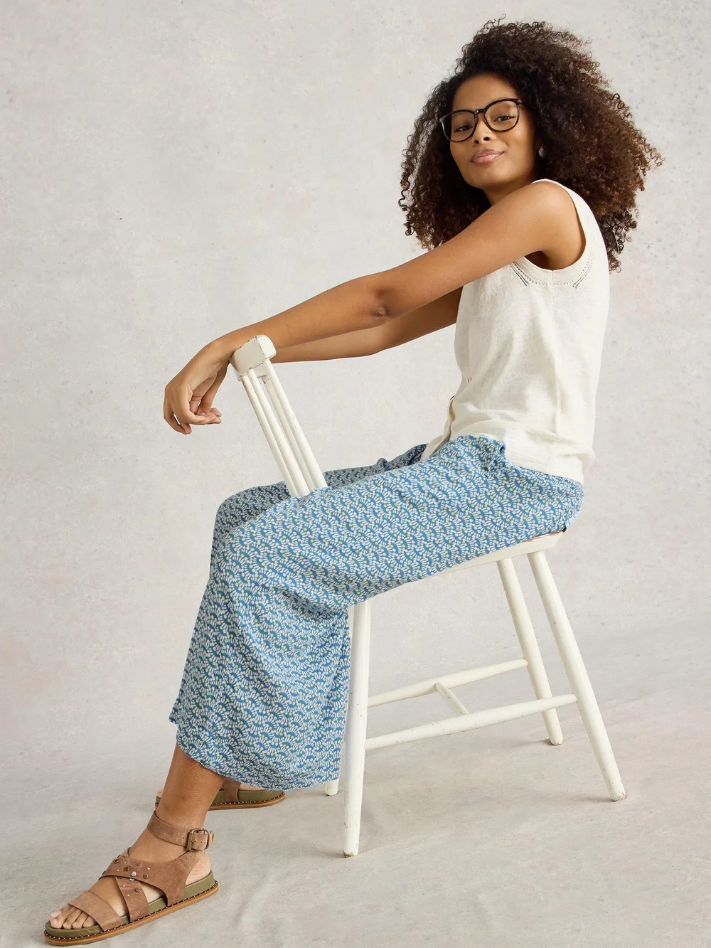 Jupe-culotte froissée Lisette - Blue Pr - 50/R Image 1