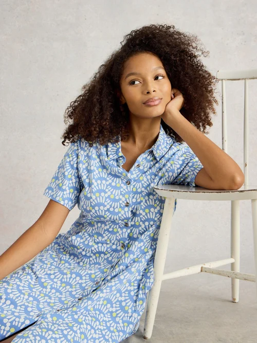 Robe chemise en jersey Ria - Blue Pr - 52/R Image 3