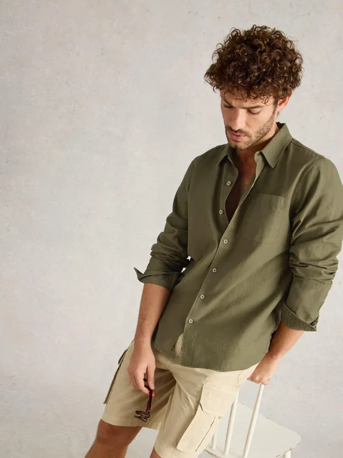 Chemise longue en lin et coton Ely - Khaki Grn - XXXL Image 1