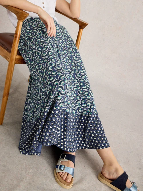Jupe longue en jersey Jada - Navy Multi - 52/R Image 1