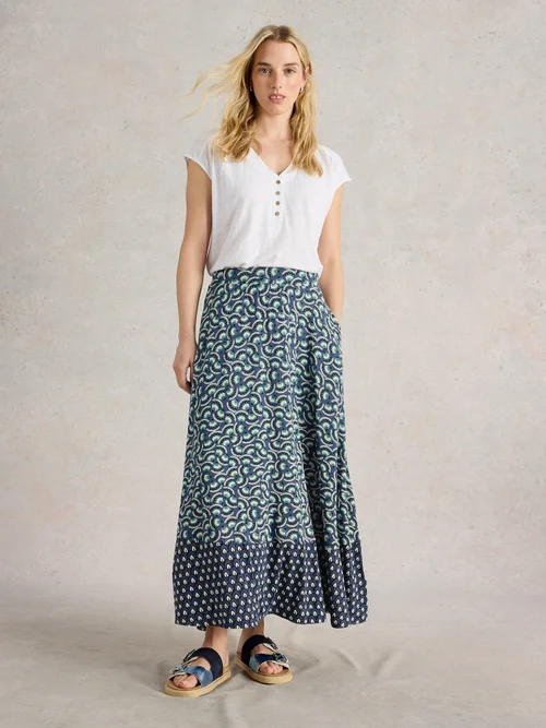Jupe longue en jersey Jada - Navy Multi - 52/R Image 2