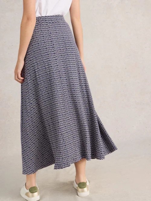 Jupe longue en jersey Jada - Navy Pr - 52/R Image 4