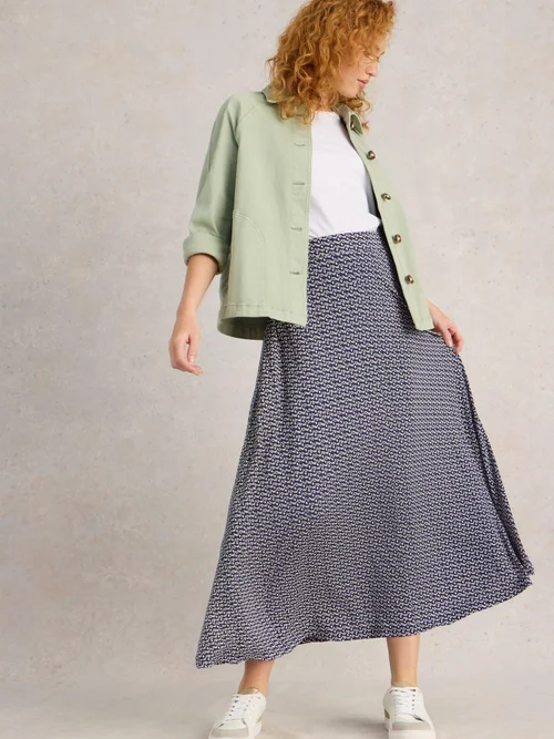 Jupe longue en jersey Jada - Navy Pr - 52/R Image 1