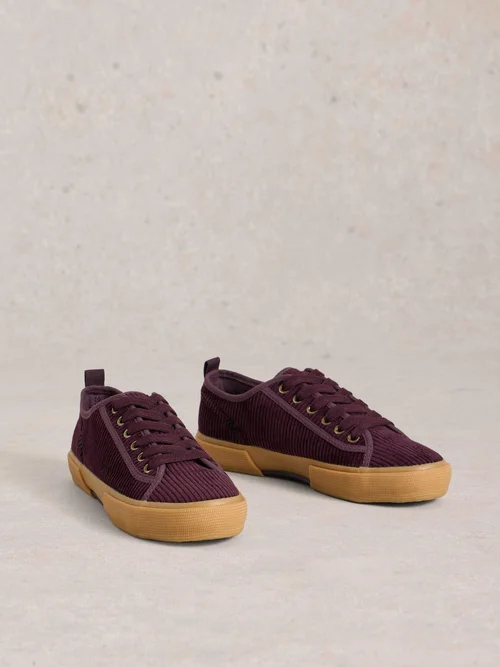 Baskets à lacets Pippa en velours côtelé - Dk Plum - 41 Image 2