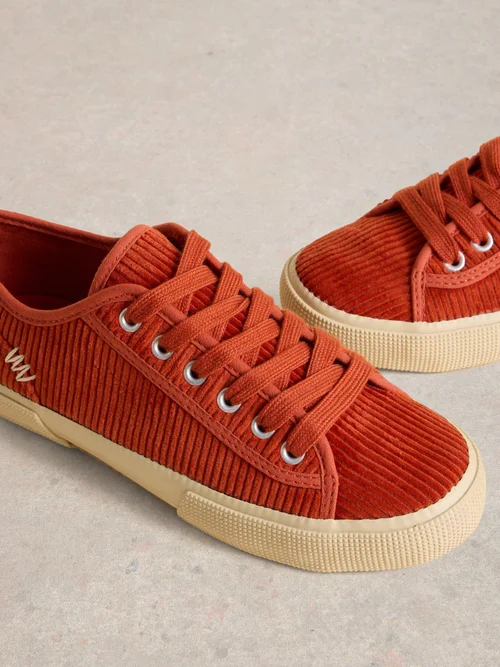Baskets à lacets Pippa en velours côtelé - Dk Orange - 41 Image 3