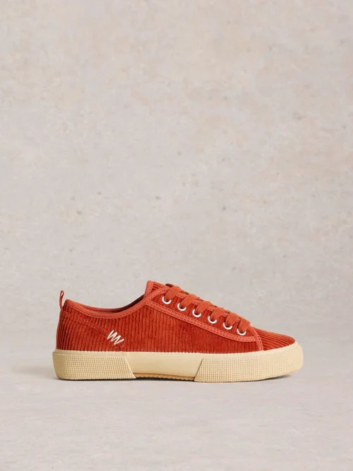 Baskets à lacets Pippa en velours côtelé - Dk Orange - 41 Image 1