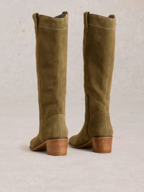 Bottes en daim Izzy montant jusqu'aux genoux - Khaki Grn - 37 Image 4