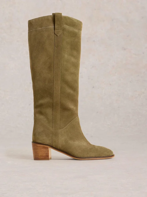 Bottes en daim Izzy montant jusqu'aux genoux - Khaki Grn - 37 Image 1