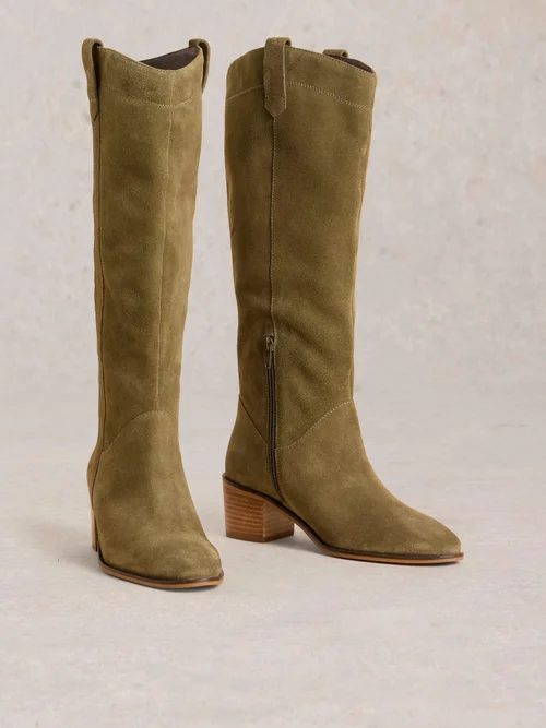 Bottes en daim Izzy montant jusqu'aux genoux - Khaki Grn - 37 Image 2