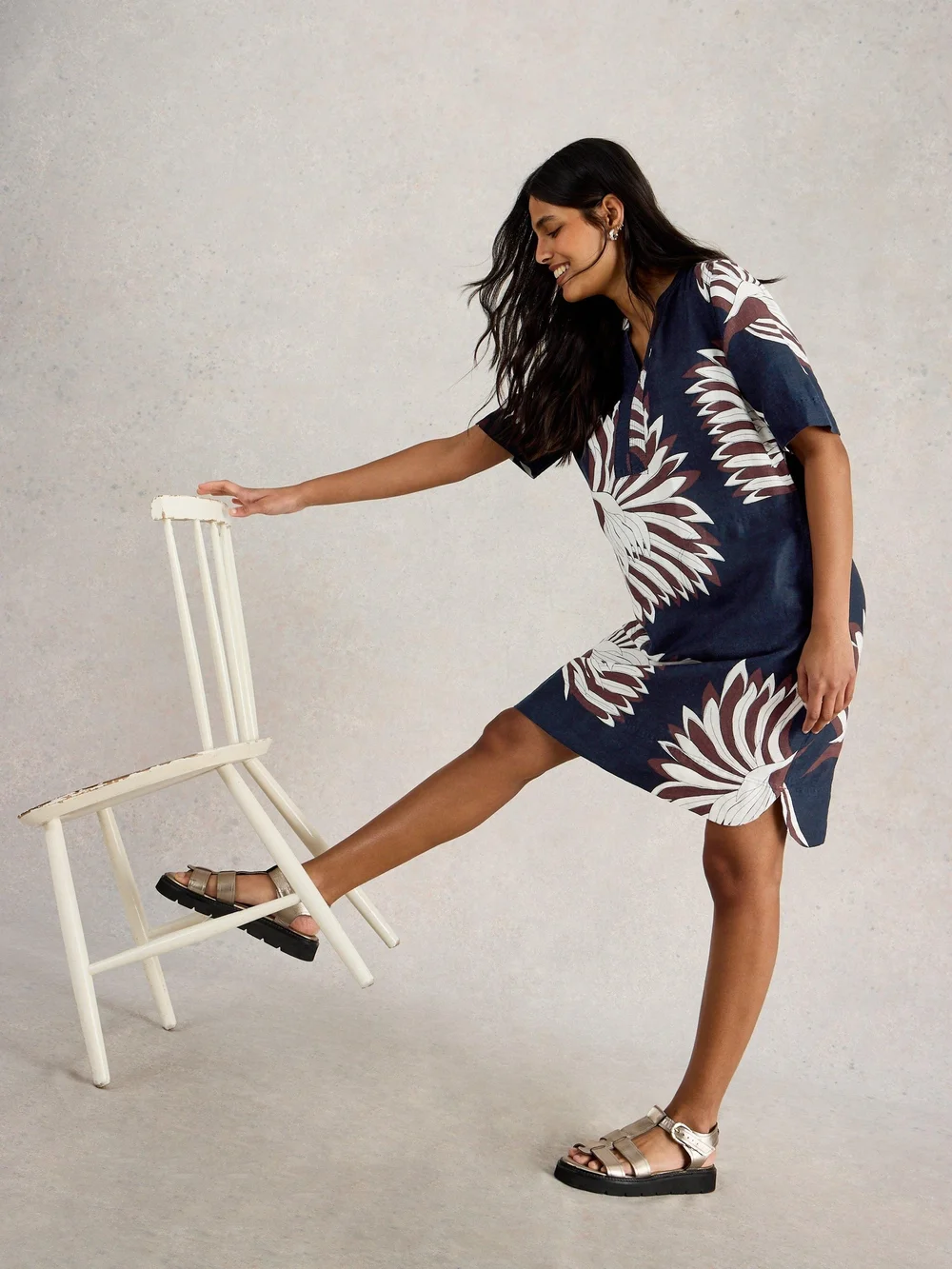 Robe en lin June - Navy Pr - 52/R Image 1