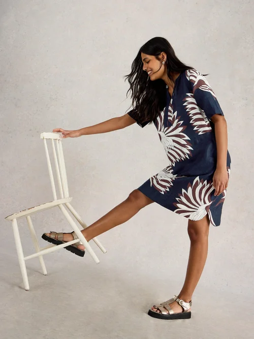 Robe en lin June - Navy Pr - 52/R Image 1