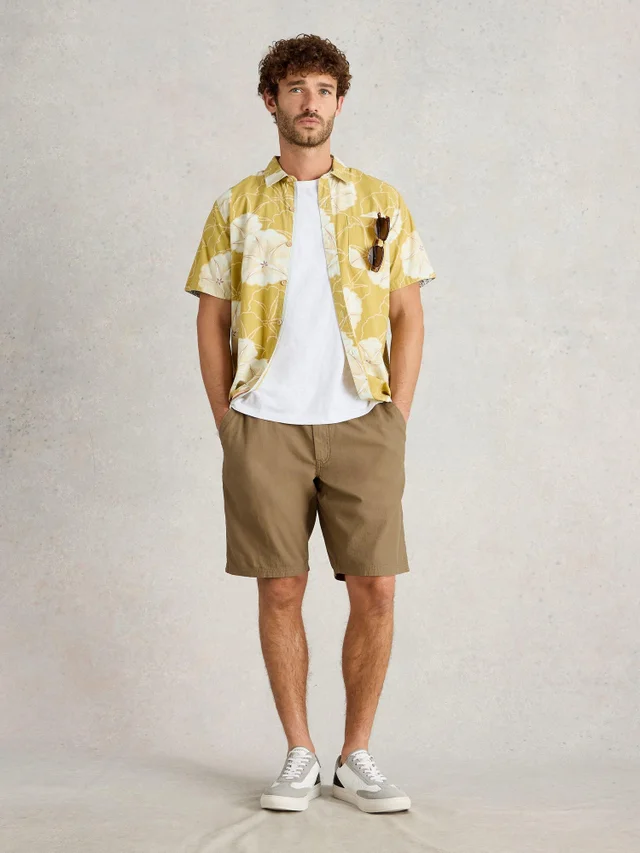 Short en lin mélangé avec cordon