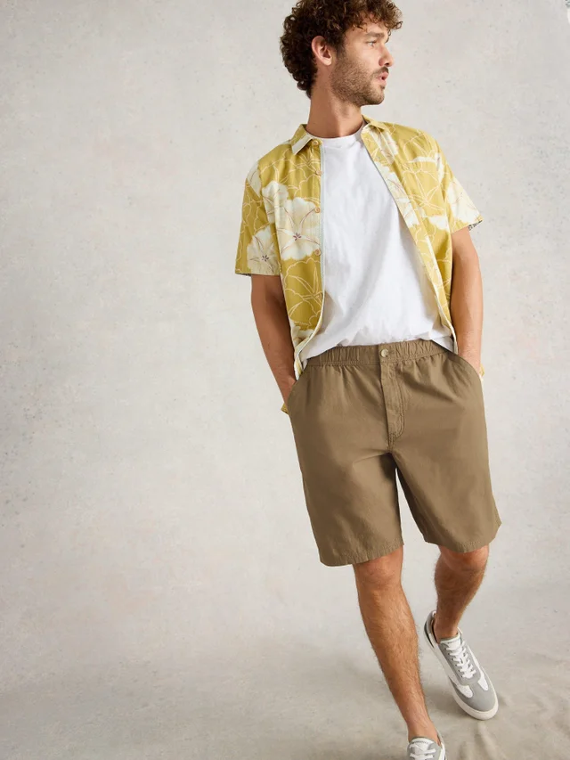 Short en lin mélangé avec cordon