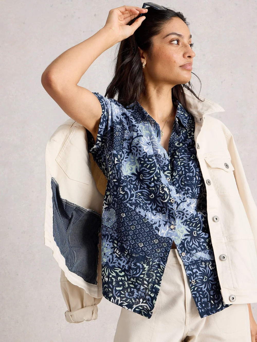 Chemise En Coton Biologique Ellie - Blue Mlt - 52 Image 1
