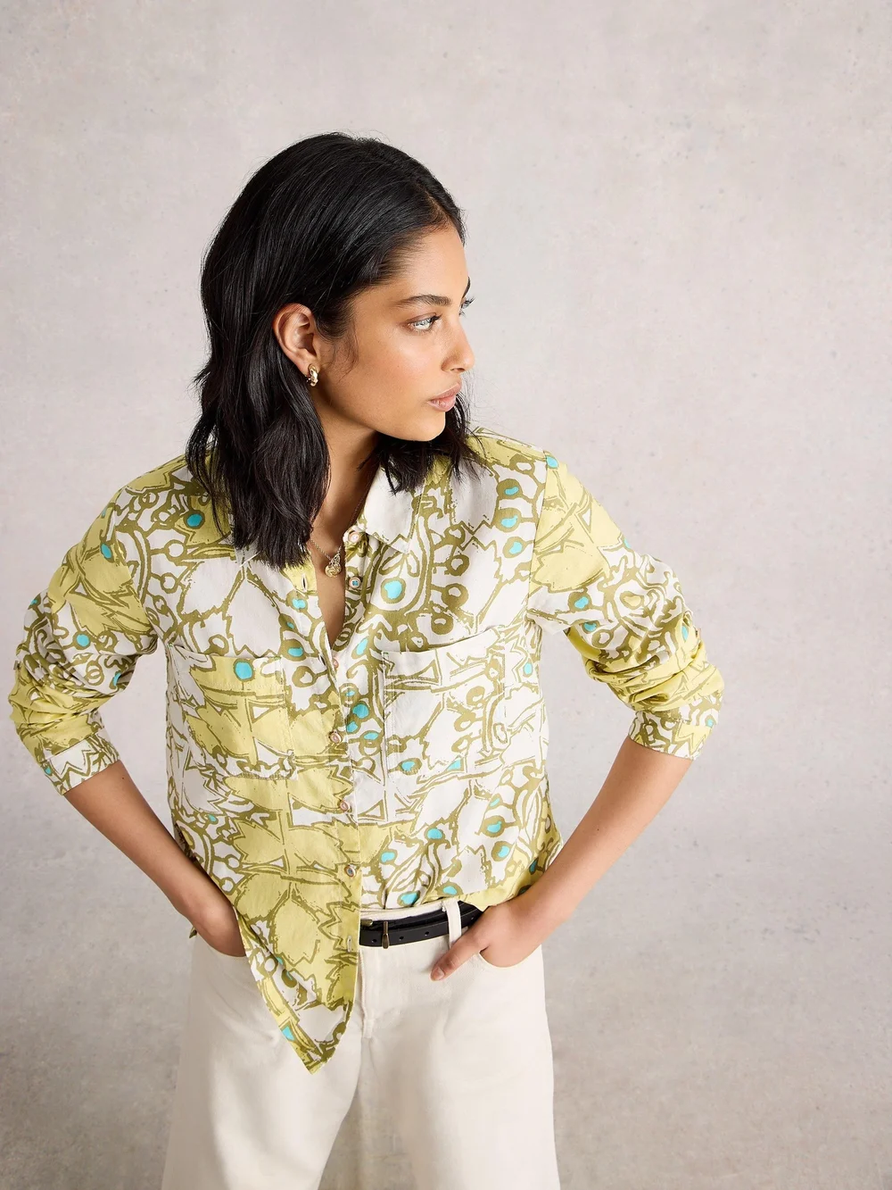 Chemise Sophie En Coton Biologique - Yellow Mlt - 48 Image 1