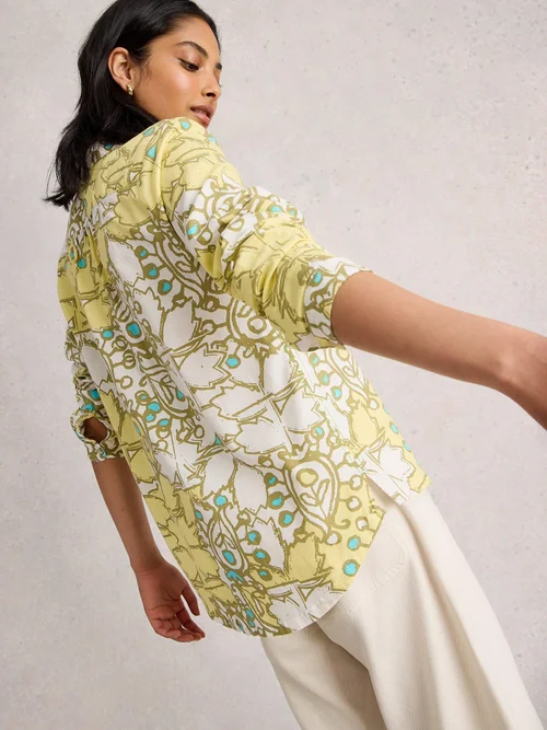 Chemise Sophie En Coton Biologique - Yellow Mlt - 48 Image 4