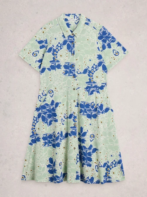 Robe Chemise En Jersey Ria - Blue Mlt - 44/R Image 4