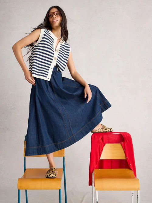 Jupe midi en denim Leo - Dk Denim - 52 Image 3