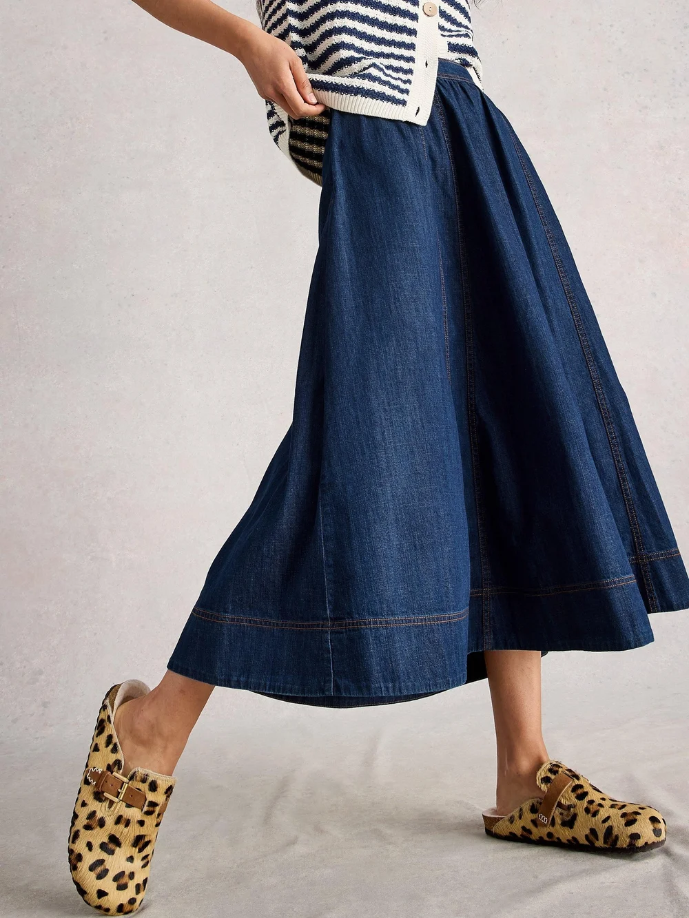 Jupe midi en denim Leo - Dk Denim - 52 Image 1