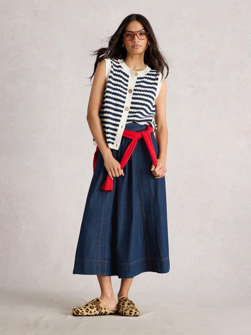 Jupe midi en denim Leo - Dk Denim - 52 Image 2