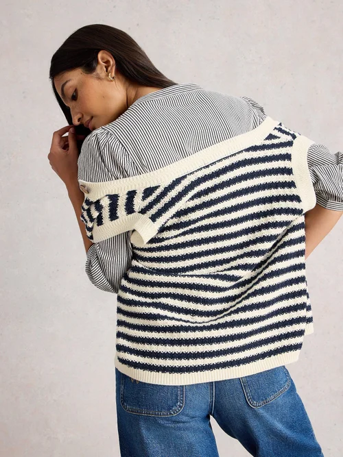 Débardeur À Rayures Et Boutons Sienna - Navy Multi - XL Image 4