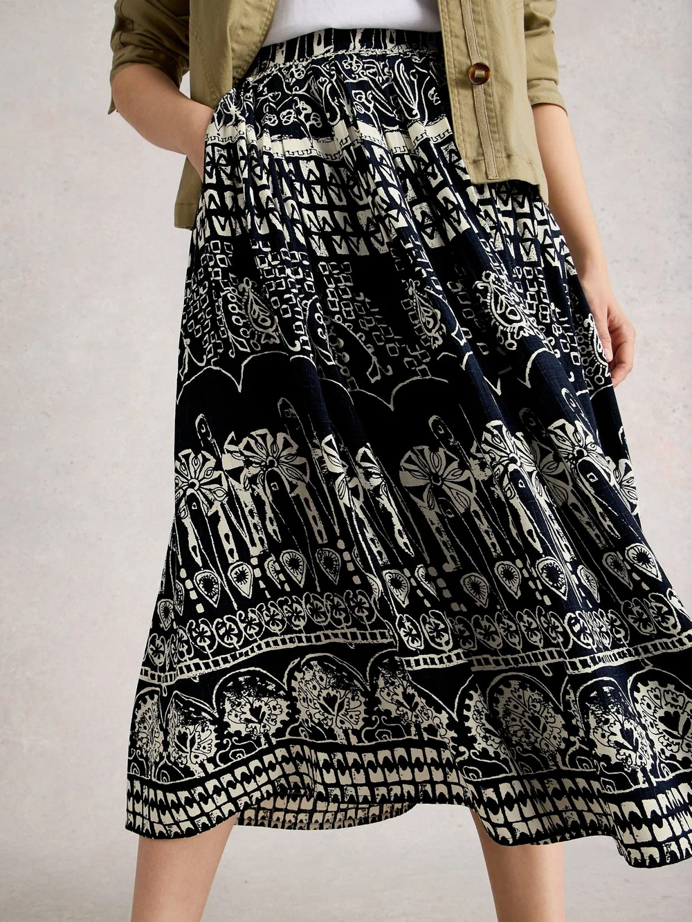 Jupe midi Abigail - Navy Pr - 46/R Image 1