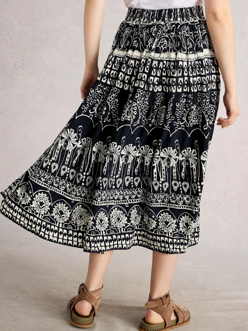 Jupe midi Abigail - Navy Pr - 46/R Image 4