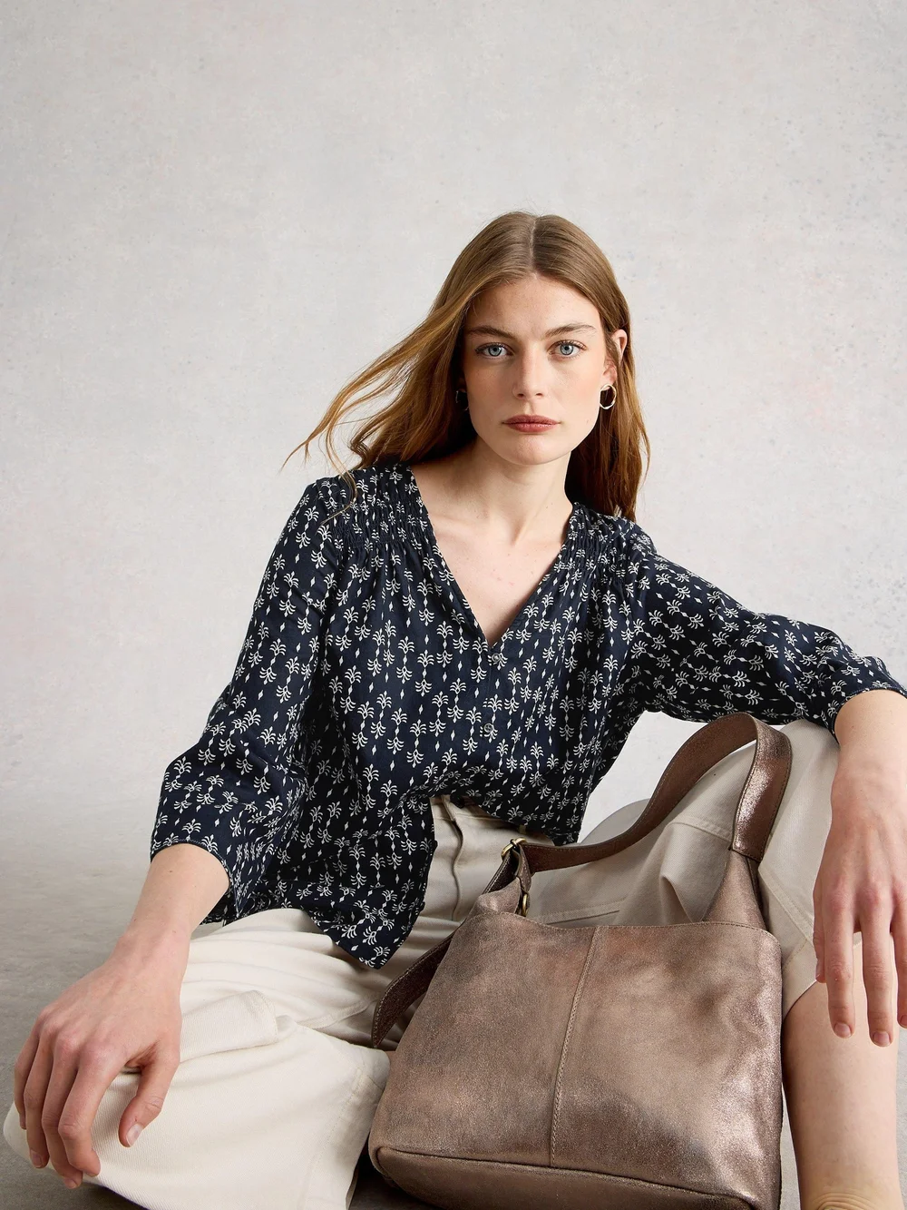 Bluse Rae aus Bio-Baumwolle - Navy Pr - 46 Image 1