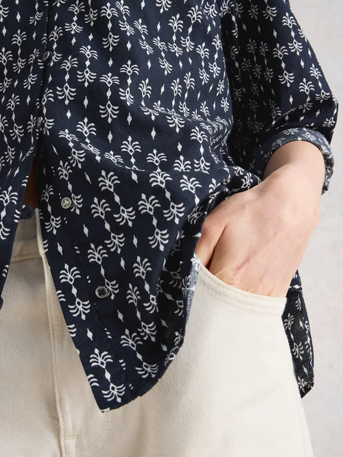 Bluse Rae aus Bio-Baumwolle - Navy Pr - 38 Image 3
