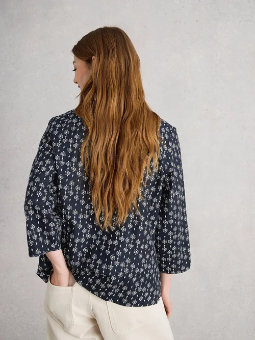 Bluse Rae aus Bio-Baumwolle - Navy Pr - 38 Image 4