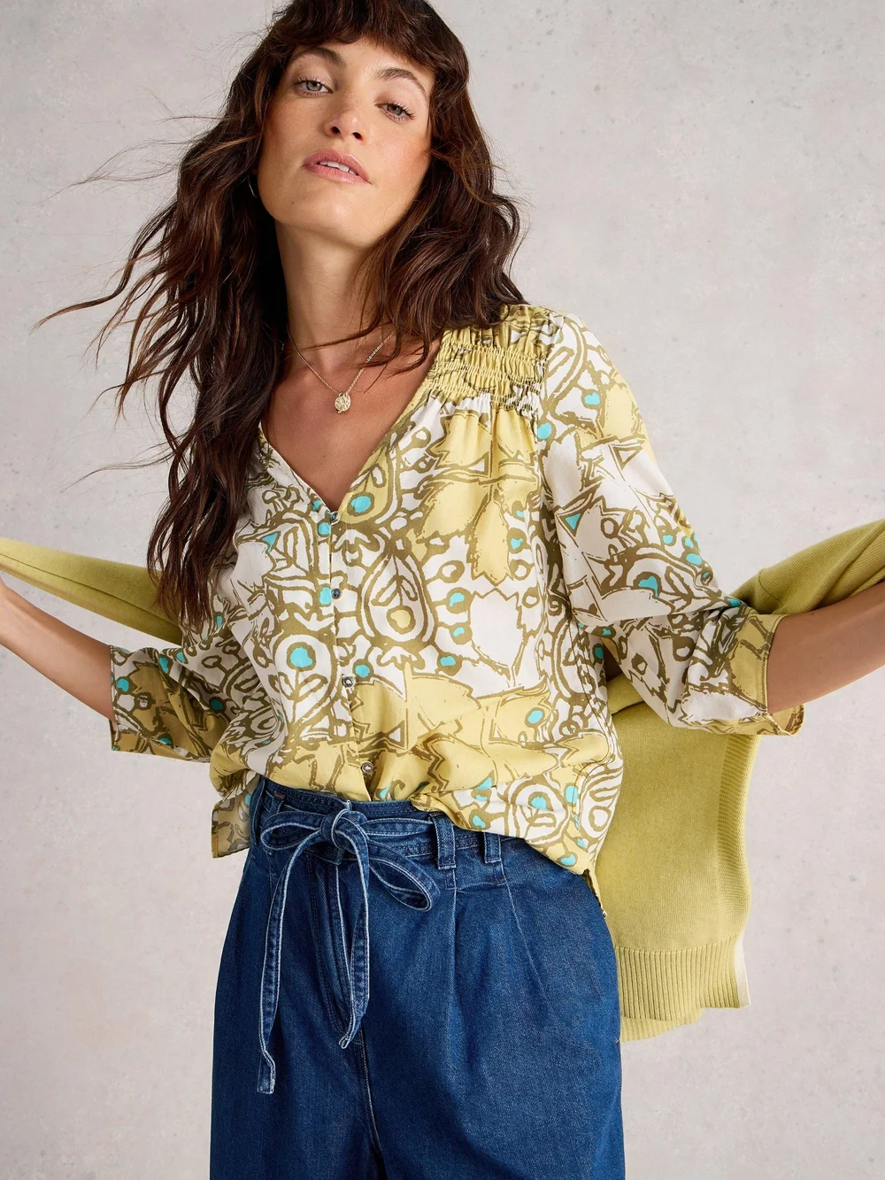 Bluse Rae aus Bio-Baumwolle - Yellow Mlt - 50 Image 1