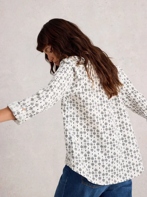 Chemise Sophie En Coton Biologique - White Pr - 52 Image 4