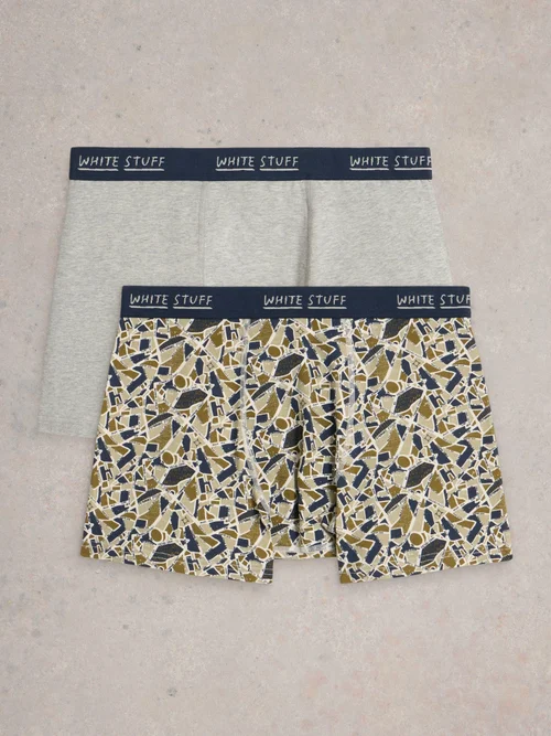 Boxershorts Hove Print & Uni - Blk Pr - XL Image 2