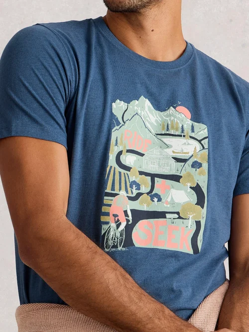 T-Shirt Abersoch mit Bike-Motiv - Blue Pr - XXXL Image 3