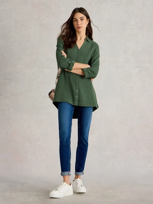 Annie Double Cloth Longline - Khaki Grn - 50 Image 2