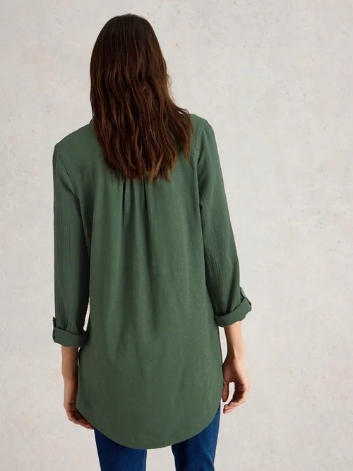 Annie Double Cloth Longline - Khaki Grn - 50 Image 4