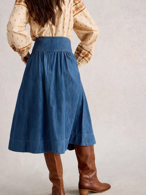 Jupe Midi En Denim Charlotte - Mid Denim - 52/R Image 4