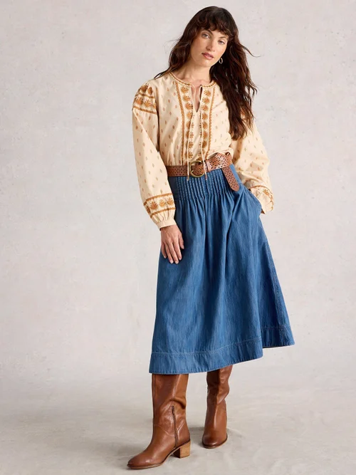 Jupe Midi En Denim Charlotte - Mid Denim - 52/R Image 2