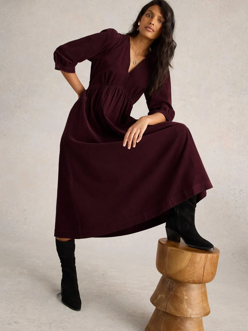 Robe En Velours Côtelé Lucy - Dk Plum - 52/R Image 1