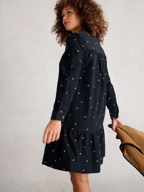 Robe Brodée En Velours Côtelé Daria - Blk Mlt - 52/R Image 4
