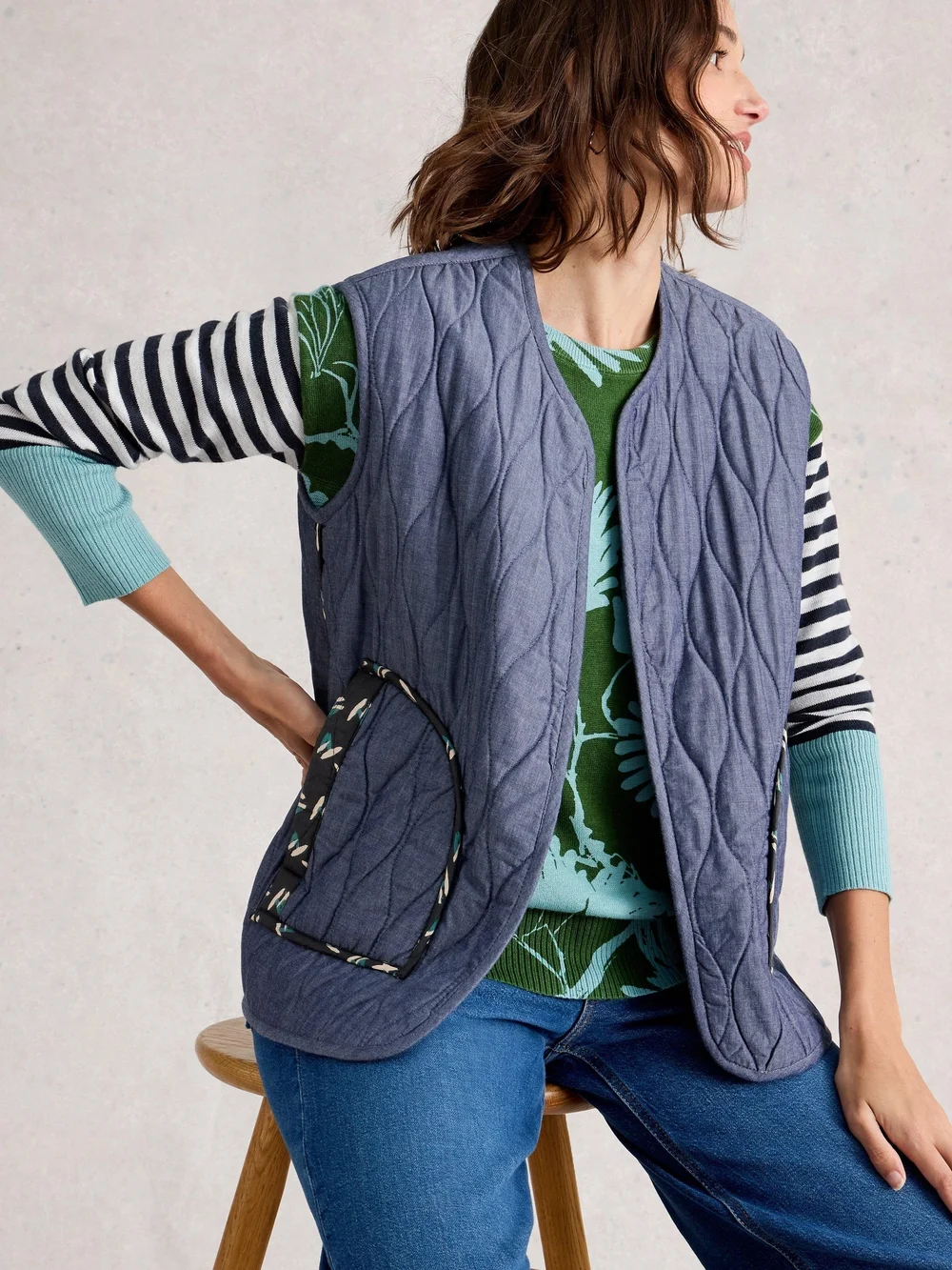 Gilet Imprimé Carla - Blue Mlt - S Image 1