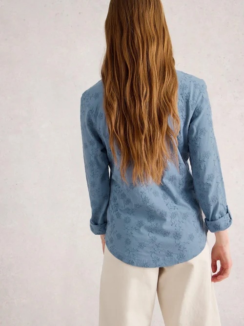 Chemise En Jersey Brodé Annie - Mid Blue - 46 Image 4
