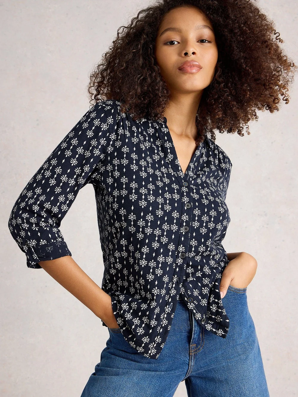Chemise En Jersey Annie - Navy Pr - 50 Image 1