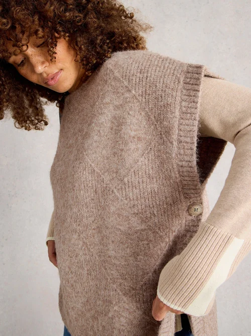 Poncho À Mailles Losanges - Lgt Nat - XL Image 3