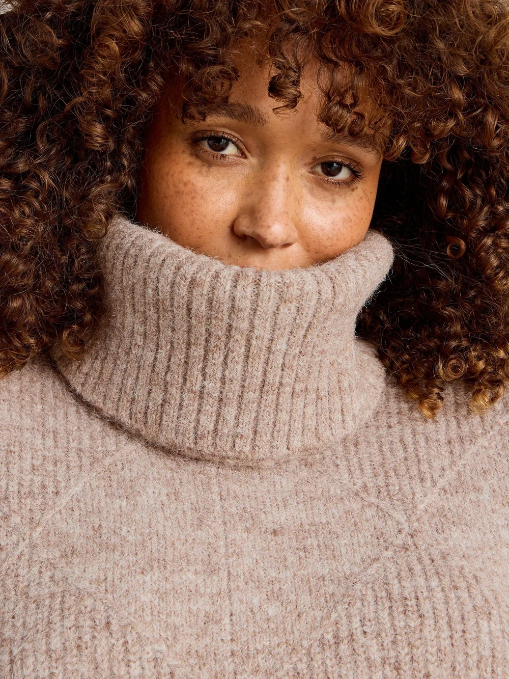 Poncho À Mailles Losanges - Lgt Nat - XL Image 1