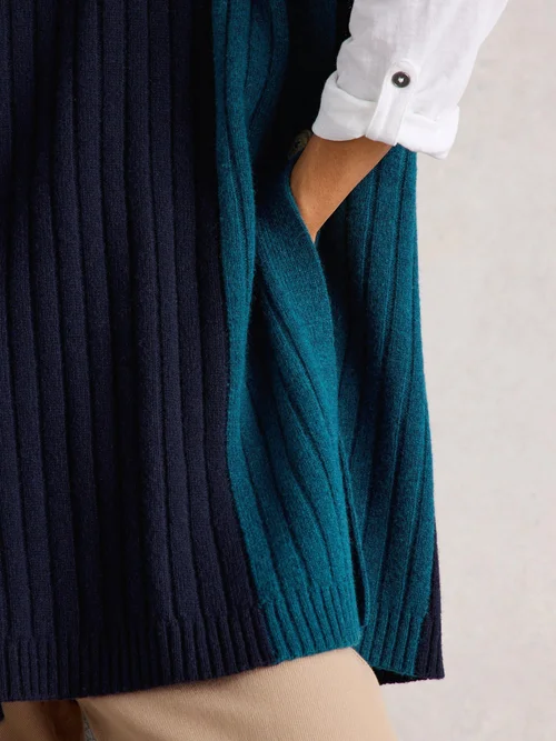 Poncho Tricoté Ava - Navy Multi - XL Image 3
