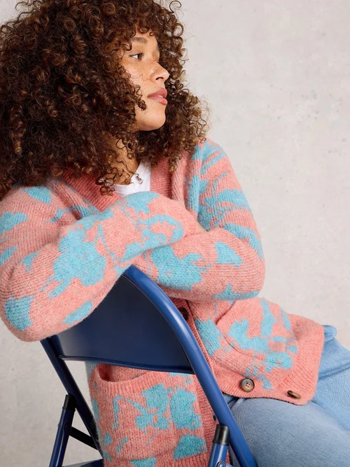 Jenny Floral Cardi - Coral Mlt - 52 Image 3
