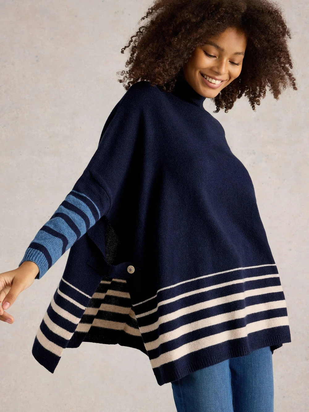 Ivy Side Slit Thrown On - Navy Multi - XL Image 1