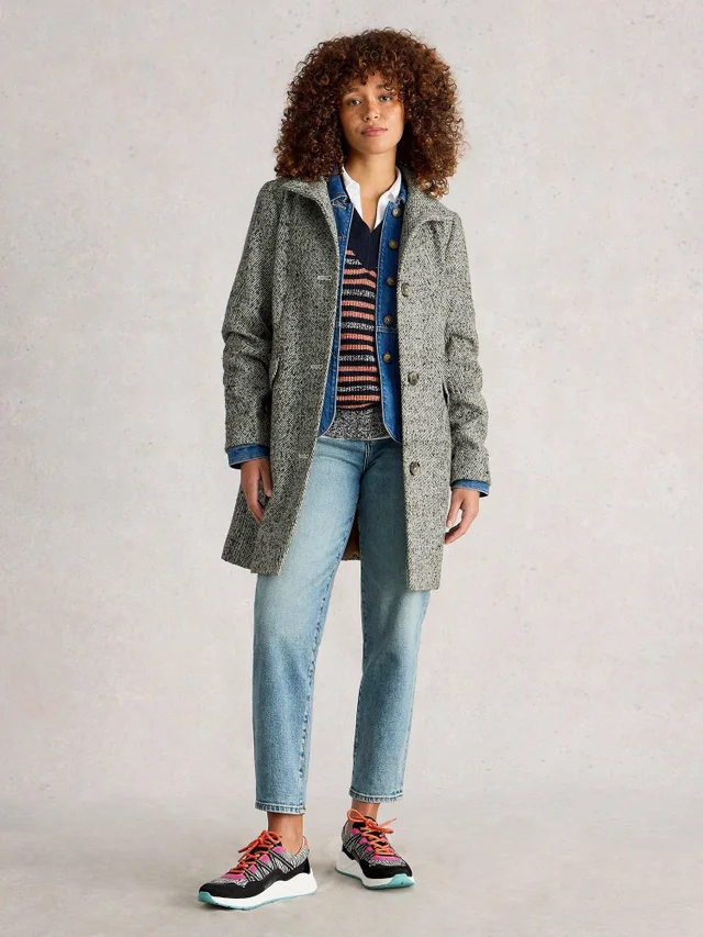 Manteau Karla En Laine Mélangée Tweed