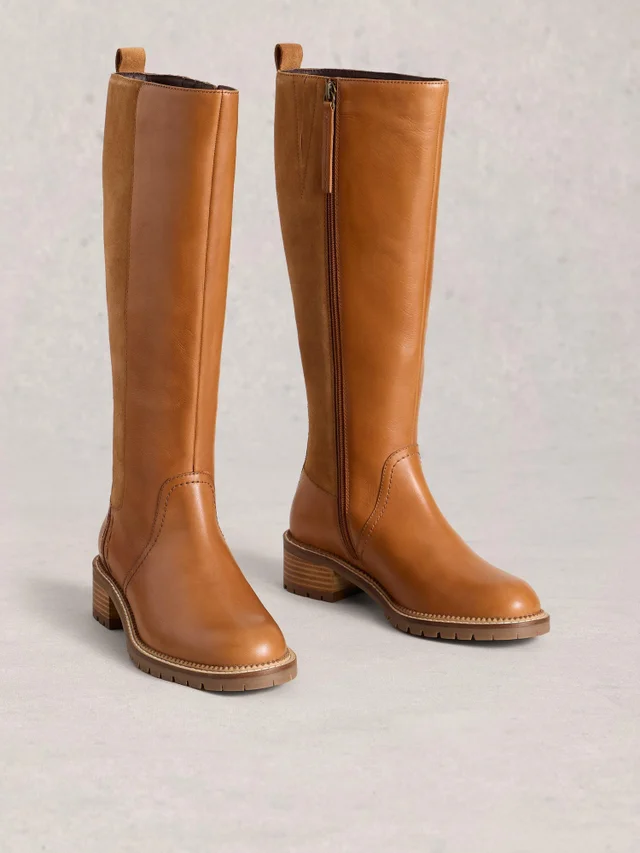 Bottes En Cuir Serena Montant Jusqu'Aux Genoux